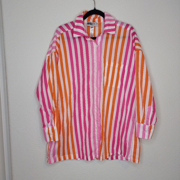 Revolve Beach Riot Alexa Swim Cover-Up Top in Sunset Stripes Size L/ XL - Picture 2 of 9